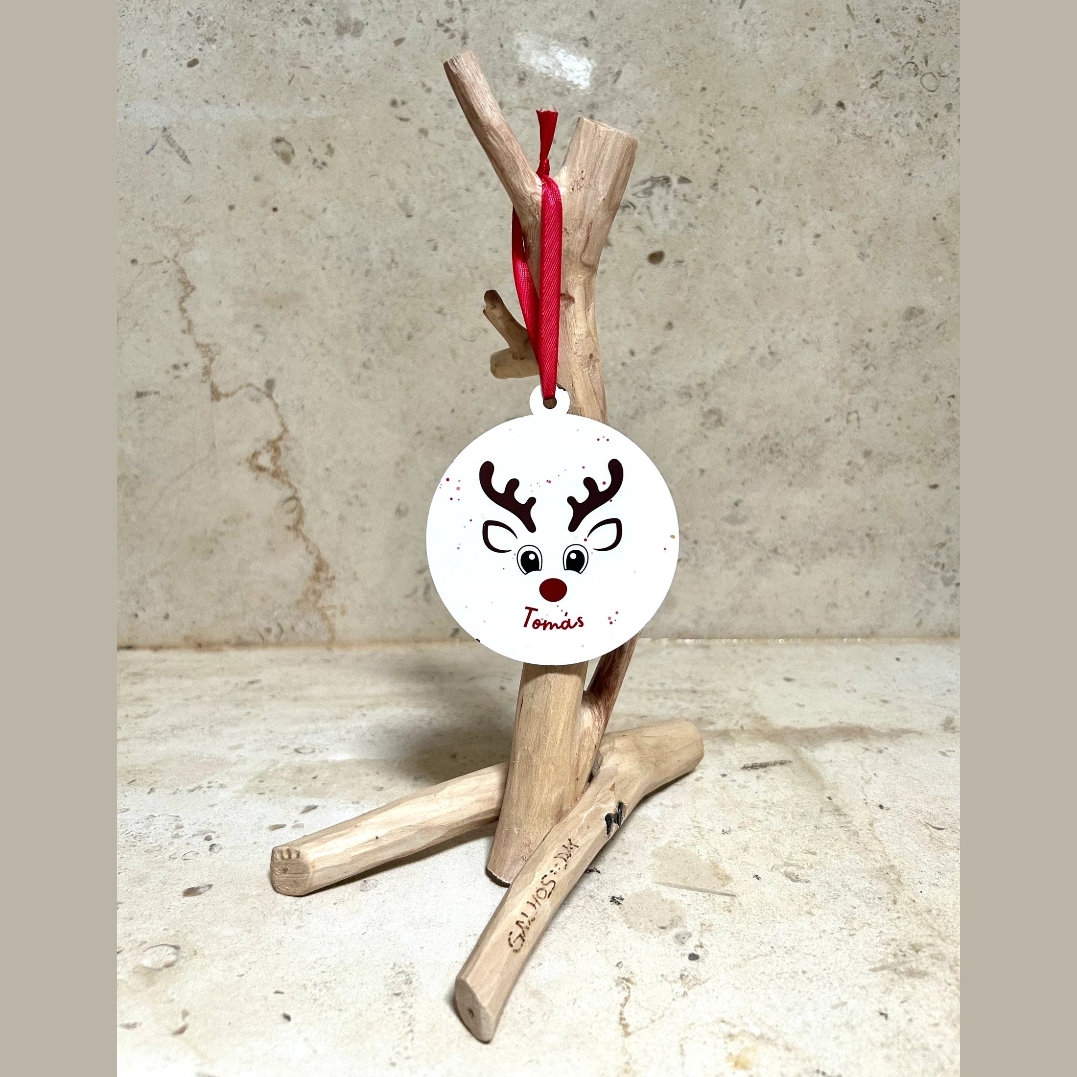 Bola de Natal Rena Personalizada – Dupla Estampagem e Toque Único