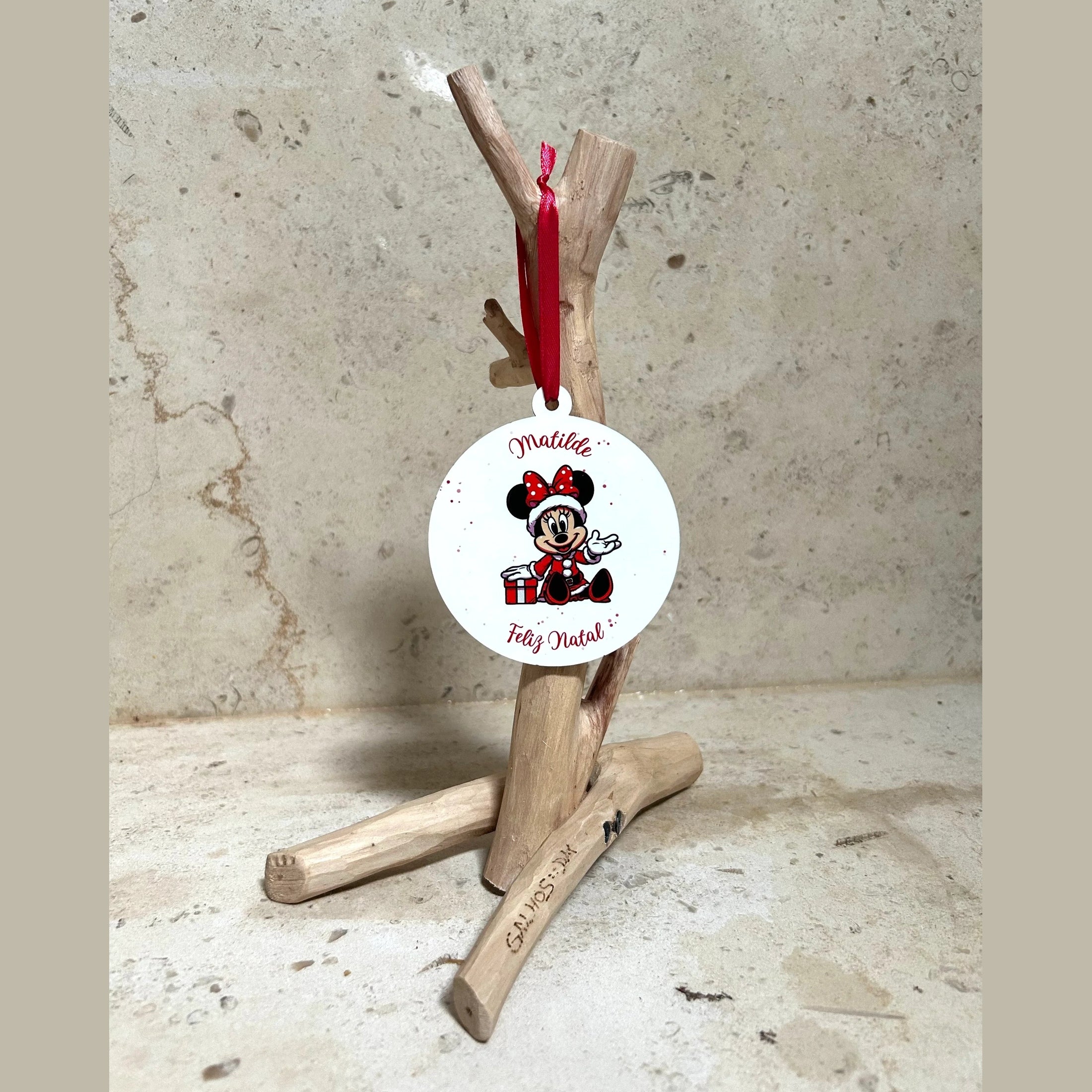 Bola de Natal Minnie Personalizada – Dupla Estampagem e Toque único