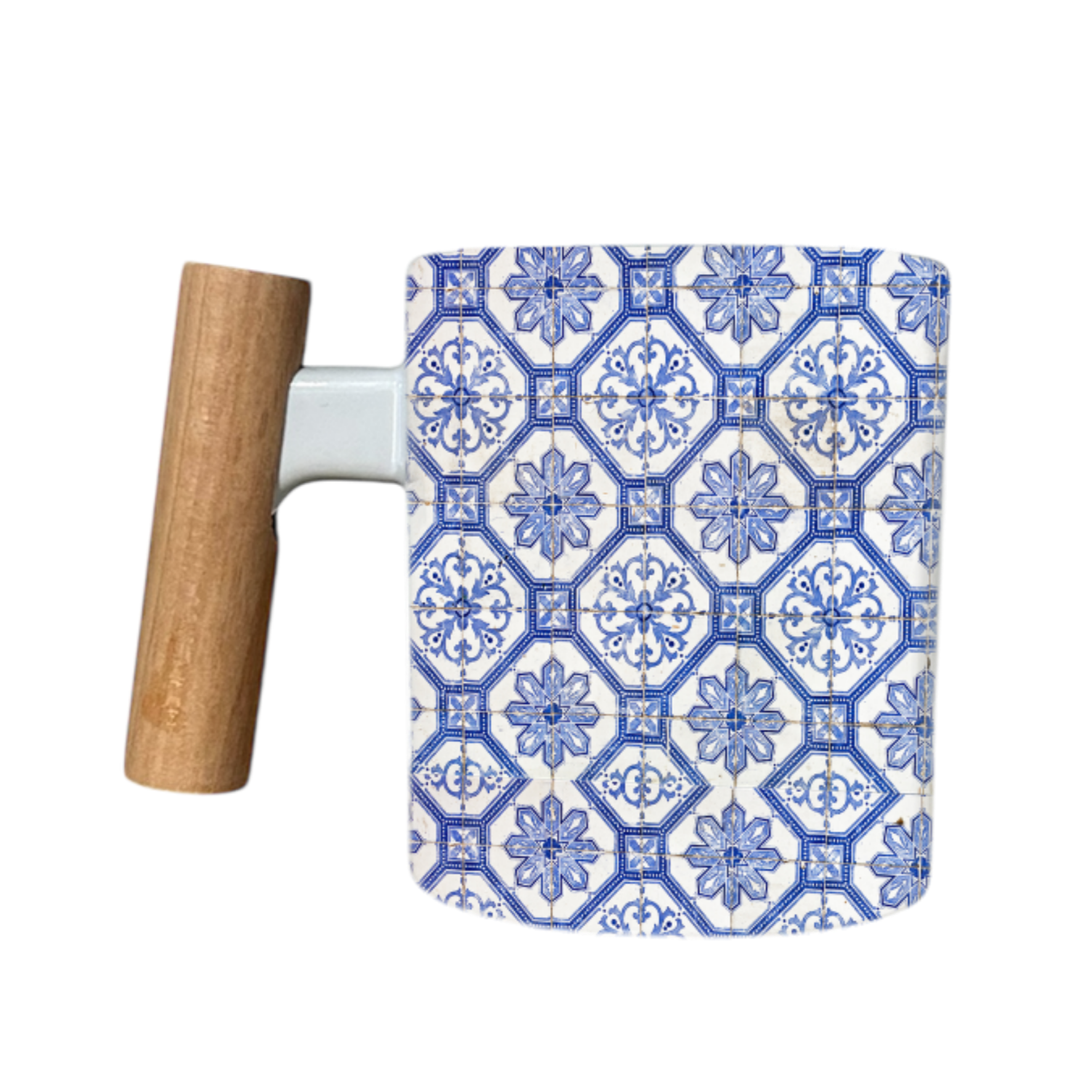 Caneca Azulejo com Pega de Madeira