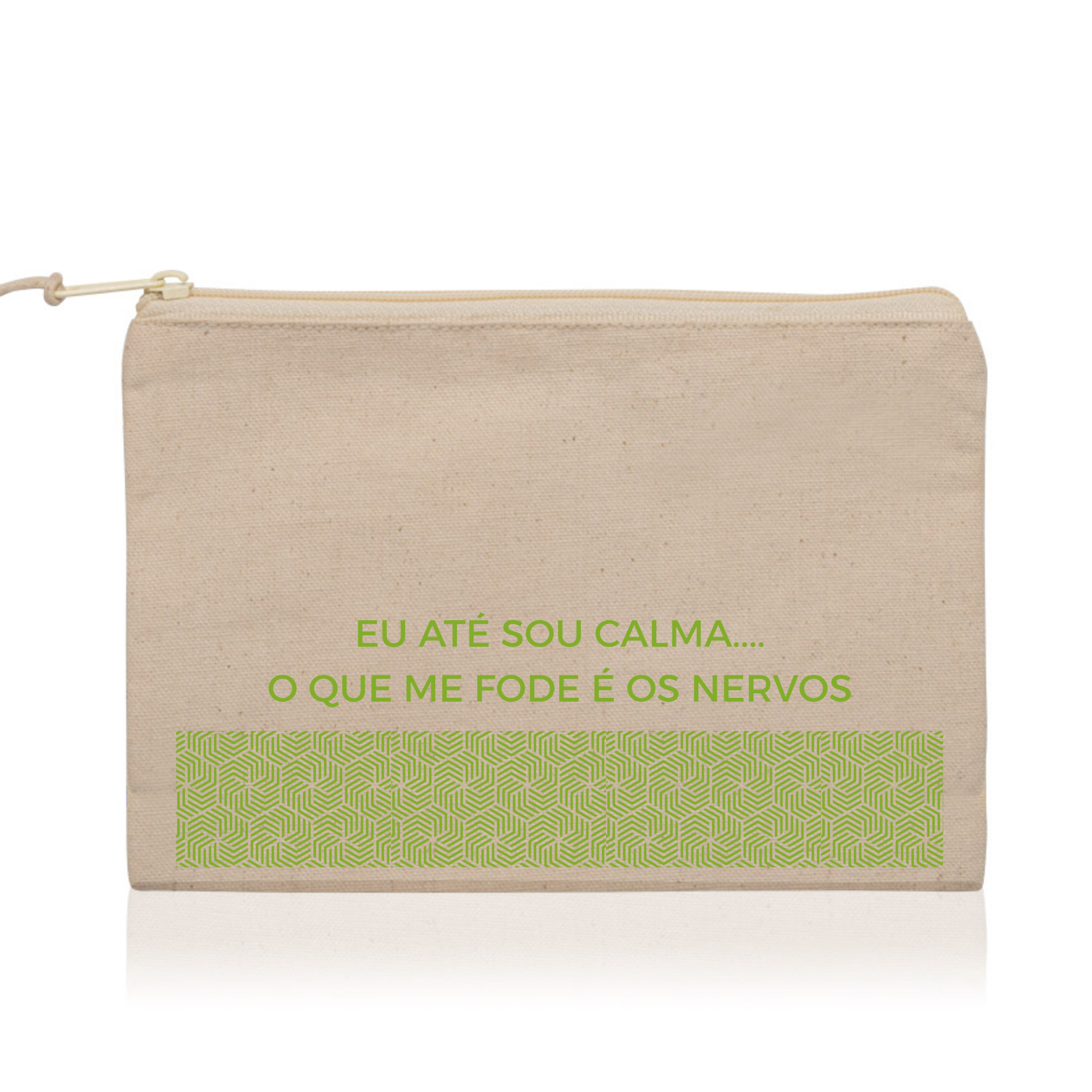 Necessaire com Frase Divertida "Eu até sou calma" | Bolsa Multiusos em Algodão 22,5 x 15,5 cm