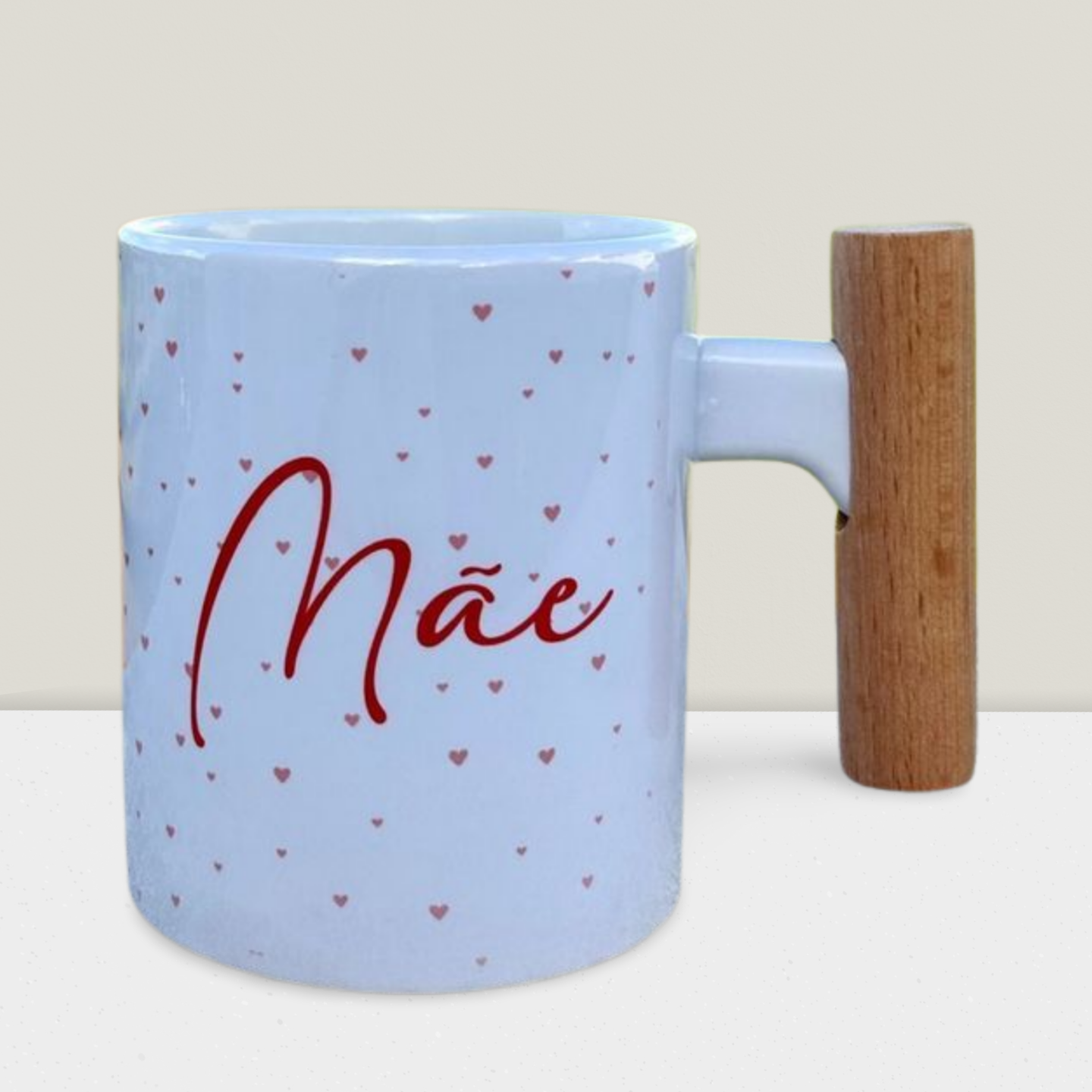 Caneca Mãe Personalizada com Pega de Madeira