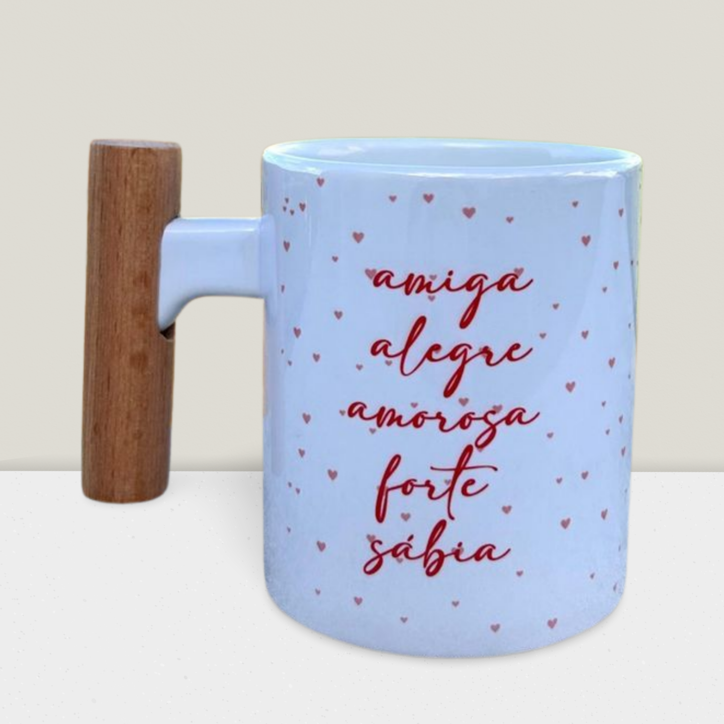 Caneca Mãe Personalizada com Pega de Madeira