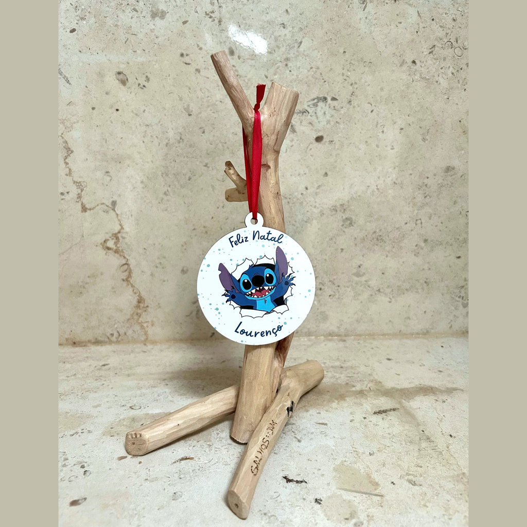Bola de Natal Stitch Personalizada – Dupla Estampagem e Toque Único